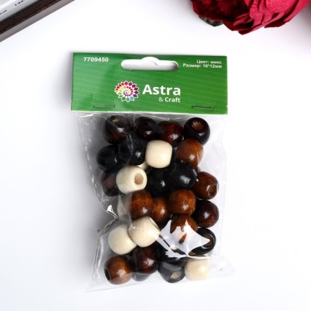 Set of wooden beads, 10x12 mm, (set 40 pcs) mix-3