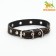 Single-layer leather collar with corrugated eyelets, dimensionless, 40 x 1.5 cm, Osh 27-35 cm, black 7