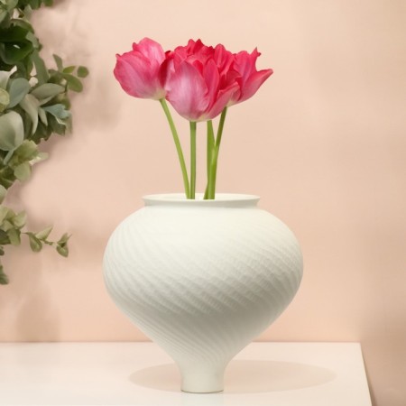 Vase for flowers decorative "Toledo" color white 20 x 15 x 15 cm-2