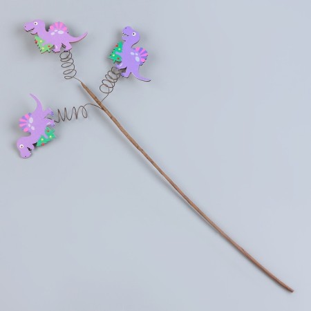 Wooden decor on the stick "Dinosaurus with a Christmas tree" 40 × 15 × 1.5 cm-2