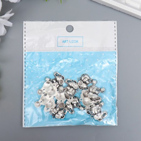 Decor Metal for creativity "Elephant on the Ball" silver 231 1.8x2 cm-3