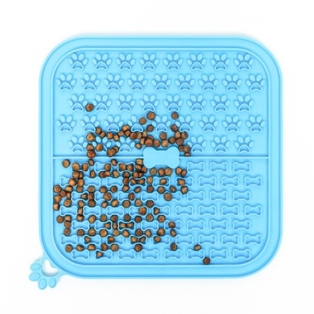 Rug for licking on suctions 18.5 x 18.5 cm, silicone, blue-2