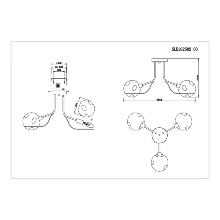 Ceiling EVOLUCE lamp. Sle102502-03. BACA. 3x40 watts, E14, 61x61x31 cm, chromium color-9