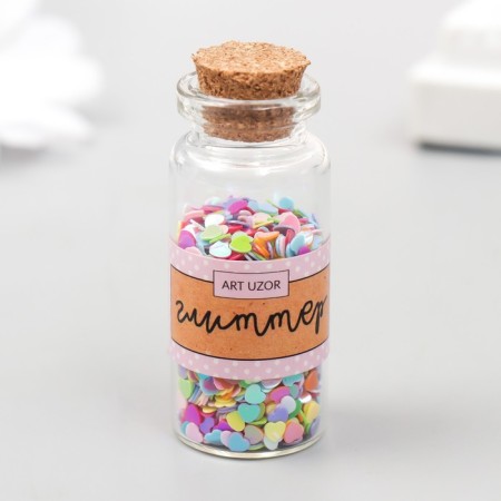 Glitter in the jar "Hearts Mix" rr 3 mm 7 g 5x2x2 cm