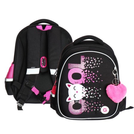 Frame saturan, 36 x 28 x 20 cm, Grizzly, from Plyusha, + keychain, black/pink