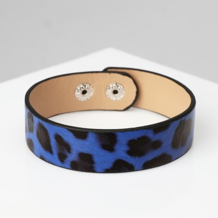 Bracelet Skin "Safari" Leopard, Black-blue color, 22 cm-1