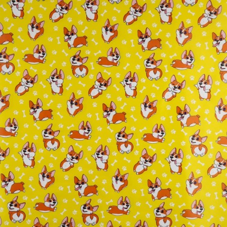 Glossy packaging paper "Corgi", 70 x 100 cm-1