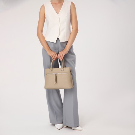 Luggage bag on lightning, 2 outer pockets, beige color-10