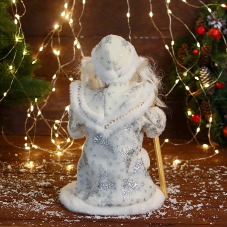 Santa Claus "with a flashlight on the staff and patterns on the fur coat" moves, 30x14 cm, white-6