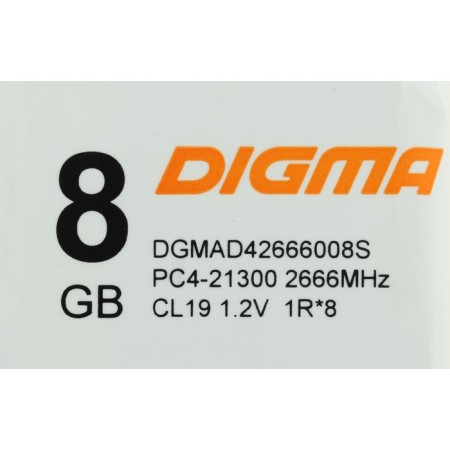 Memory module DDR4 8GB 2666MHz DGMAD42666008S RTL PC4-21300 CL19 DIMM 288-PIN 1.2V SINGLE RANK-5