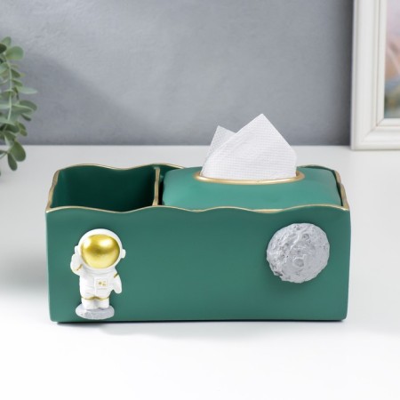 Stand+napkin Polystone "Cosmonaut" dark green 9.5x12x24 cm