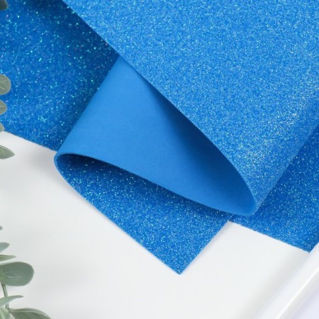 Foamiran glitter 2 mm, 50x50 cm, blue n05