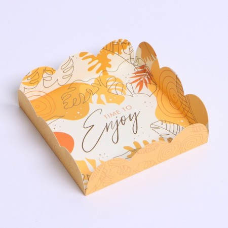 Cookie box, confectionery packaging with PVC lid, Time to Enjoy, 10.5 x 10.5 x 3 cm-2