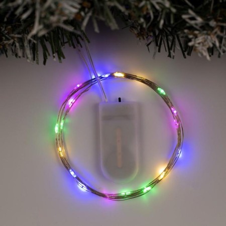 Garland "thread" 2 m dew, ip20, silver thread, 20 LED, glow of multi, CR2032x2