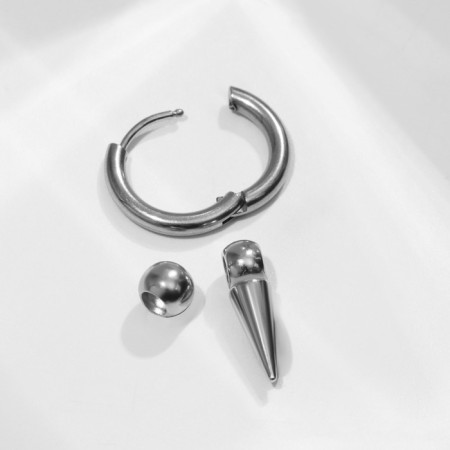 Piercing in the ear "Ring" spike with balls, d = 12 mm, color silver-3