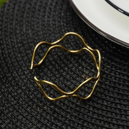 Ring for napkin "Two lines", 5.5 × 2.5 cm, gold color-1