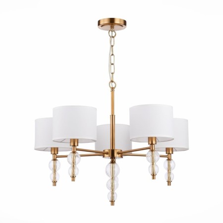 Suspended EVOLUCE lamp. Sle105713-05. Ramer. 5x40 watts, E14, 65x65x45 cm, brass color, transparent-3