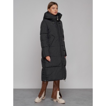 Coat insulated winter female, size 42, black color-2