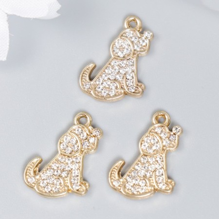Decor for creativity Metal "Dog" rhinestones 1.7x1.2 cm-2