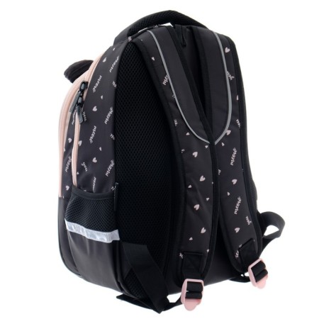 School backpack 40 x 26 x 19 cm, ergonomic back, Hatber sreet "Moore-huma", pink/black NRK_77090-2