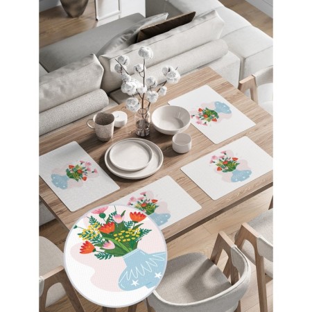 A set of napkins for setting the table “Flowers in a vase”, rectangular, rounded edges, size 30x46 cm, 4 pcs-1