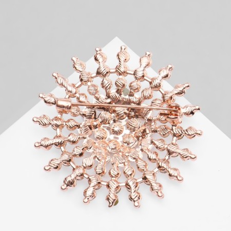 Brooch "Pearl shine", white color in pink gold-1