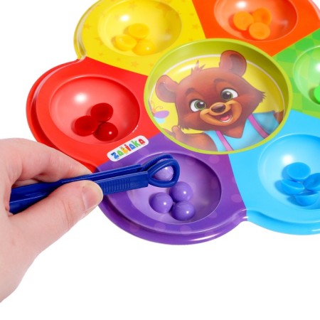 Sorter "Mishkina Conflows", 6 colors, with tweezers, according to the Montessori methodology-2