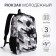 School backpack from textiles on a zipper, 3 pockets, black/gray color