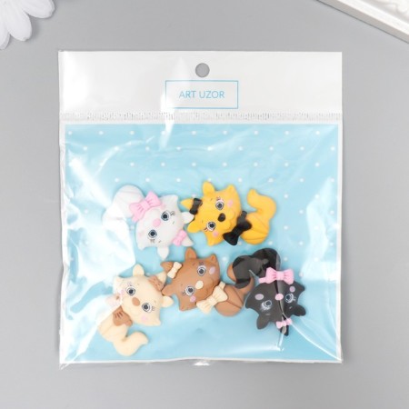 Decor for creativity plastic "kitten with bows" MIX 3.8x3 cm-3