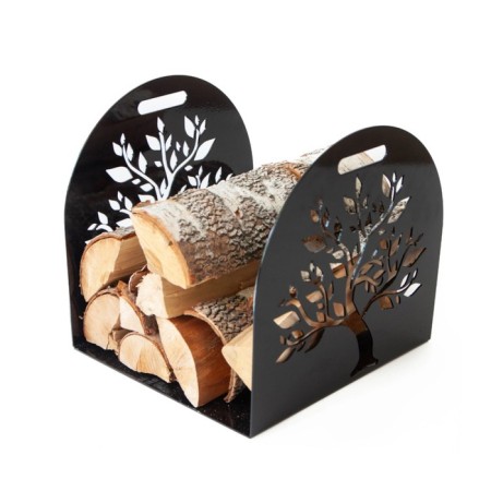 Drovnya, decor "Wood", 370 × 400 × 380 mm, black color-1