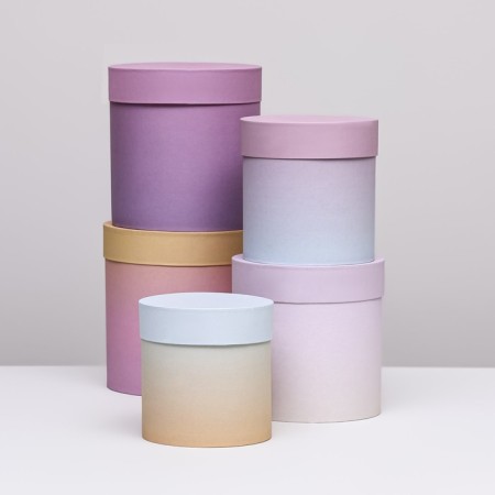 A set of round gift boxes 5 in 1 “Gradient Style”, 20 × 20 × 20–13.5 × 13.5 × 13.5 cm-1