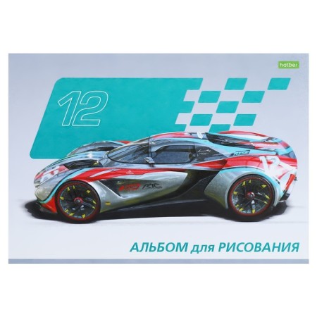 Album for drawing A4, 12 sheets on Hatber "Motorsport", cover offset paper, block 100 g/m2, mix-6