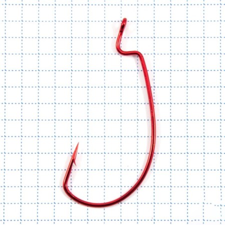 The hook KOI SUPER LOCK Worm, size 40 Int, Red color, offset 10 pcs.