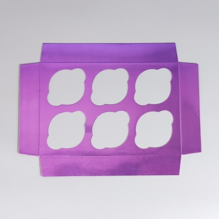 Capcake box, confectionery packaging with a window, 6 purple cells, 25 x 17 x 10 cm-5