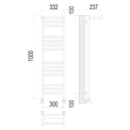 Terminus heated towel rail "Aurora" P20, 300x800 mm, lower connection, chrome-2