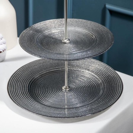 2-tier dish "Flying of the night", D = 21/28 cm, silver color-1