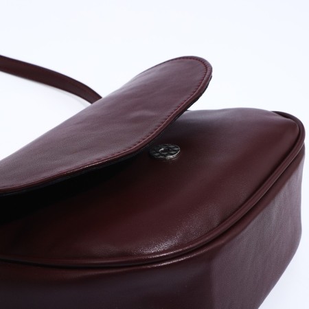 Richet bag on a magnet, outer pocket, long belt, burgundy color-5