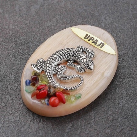 Магнит "Ящерка", селенит, минералы, 4х5 см-4