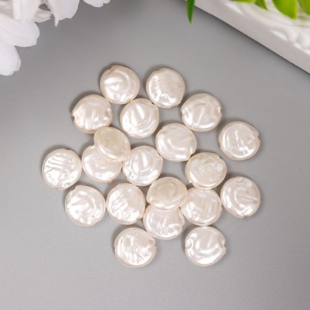 Beads for creativity plastic "Round flat pearls" set of 20 pcs 1.2x1.2x0.4 cm-1