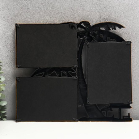 Photo frame in 3 photos 10x15 cm "Palma with coconuts" gold 28x33 cm-2