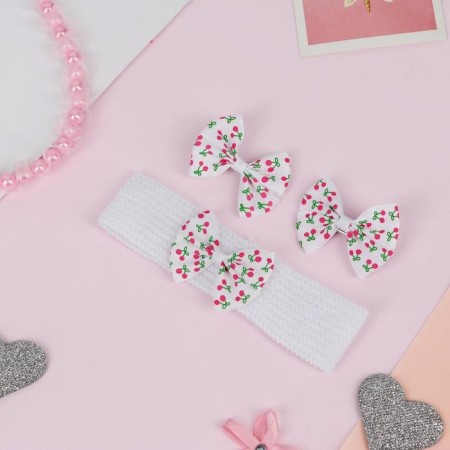 Hair set "Lada" (bandage, 2 clamps) cherries, white-1