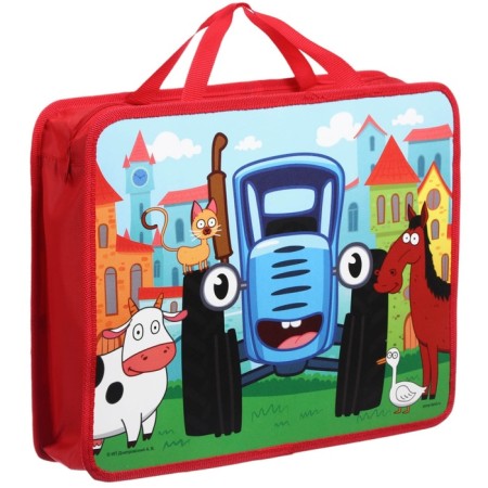 Plastic folder with A4 handles, on a zipper, 75x330x260 mm, blue tractor-4