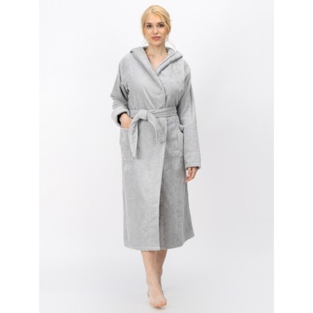 Women's bathrobe with a hood, size 48-50, color dark gray-3