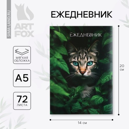 Diary in the thin cover A5, 72 sheets "Cat"