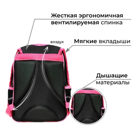 School backpack, 37 x 26 x 13 cm, ergonomic back, calligrata orth "anime photo"-4