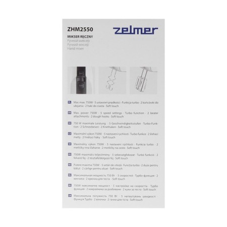 Mixer manual Zelmer ZHM2550, manual, 750 W, 5 speeds, white-6