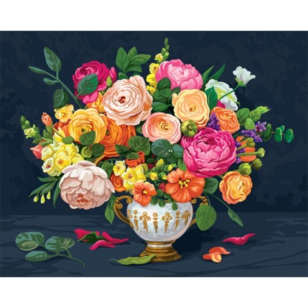 Diamond mosaic with partial filling on canvas "Flowers", 40 x 50 cm-2