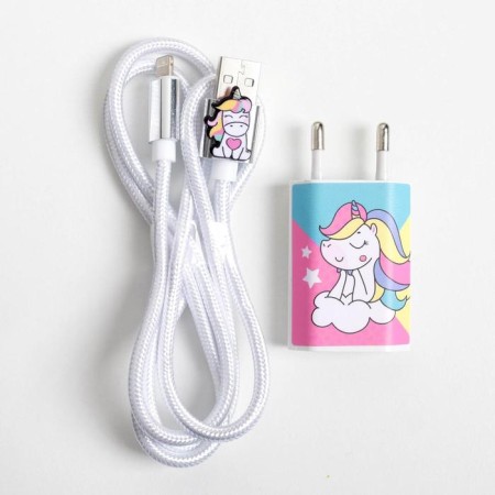 Set of USB cable - Lightning and plug "Unicorn", 1 m-3