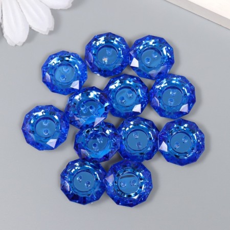 Buttons plastic for creativity 2 punctures "Kant Rhin" set 12 pcs blue d = 1.7 cm-2