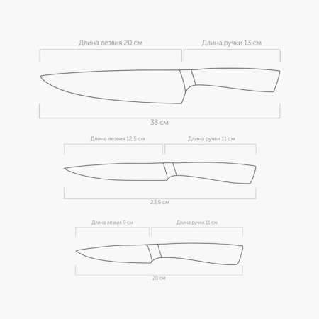 Set of knives, 3 pcs, in a universal block-2